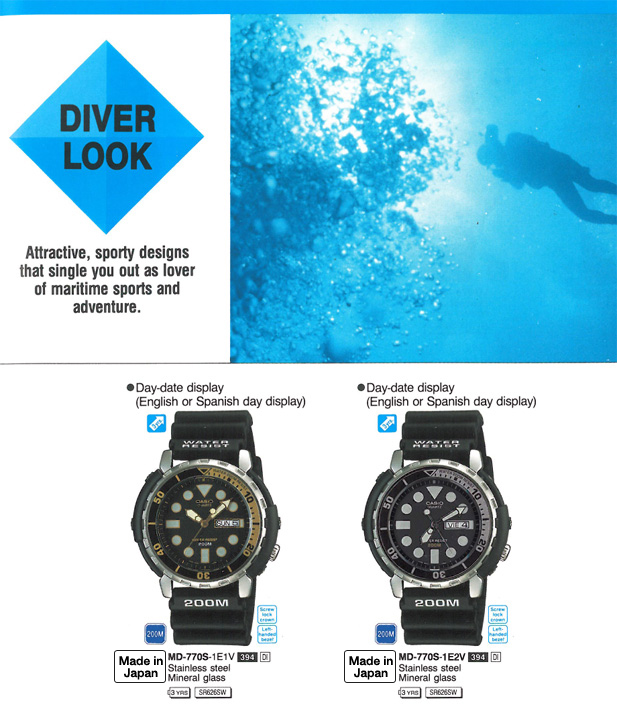 Timepiece, Dive look, sporty design, Made in Japan, MD-770S-1E1V, MD-770S-1E1V, Module394