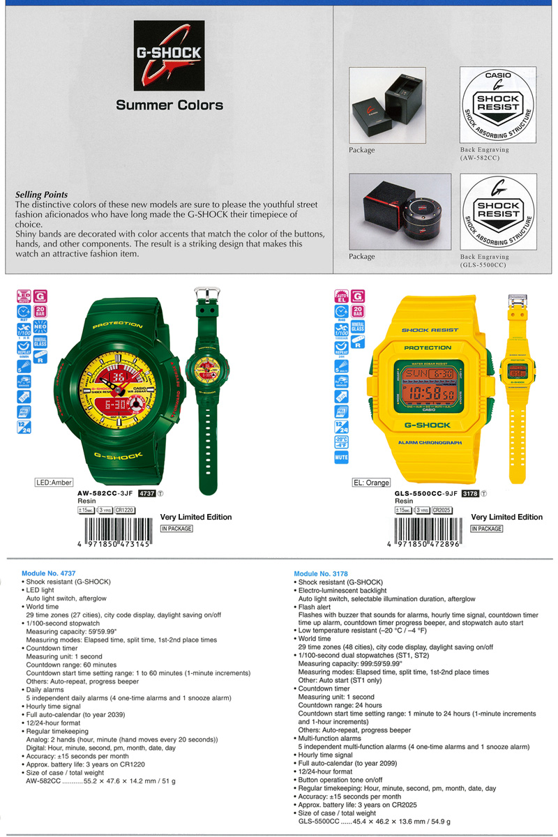 G-Shock, Mudman, Summer colors, Japan model, AW-582CC-3JF, GLS-5500CC-9JF